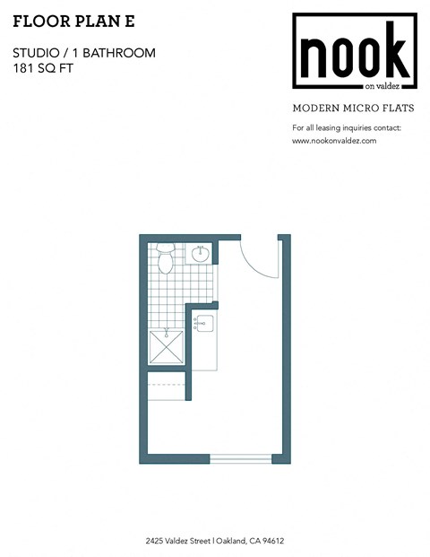 Floor plan for studio, 1 bath, 181 sqft